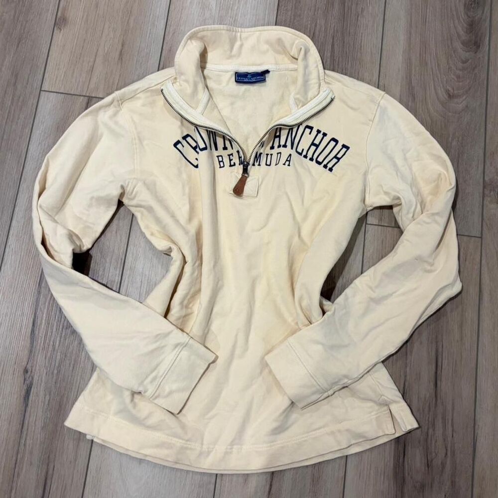 Crown Anchor Bermuda yellow/cream quarter zip sweatshirt pullover